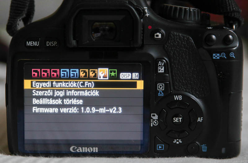 AF-ON gomb fókuszálás Canon 550D-n: egyedi funkciók