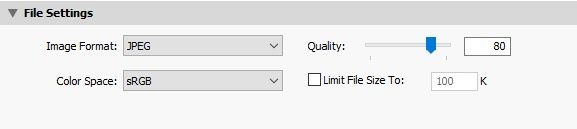 Lightroom exportálás fájl minősége JPG 80%