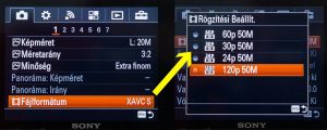 Sony RX100 videó beállitások xavc-s módban