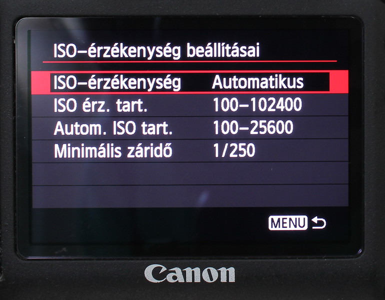 Auto ISO beállítása Canon 6D