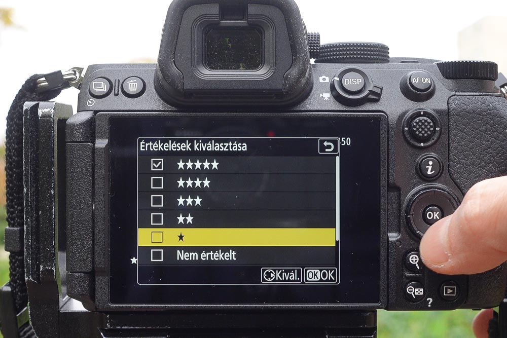 Nikon Z5 II csak az 5 csillagos fotók mutatása