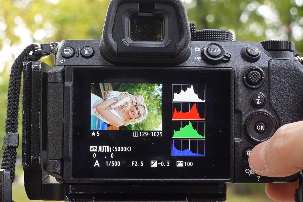 Nikon Z5 II RGB hisztogram arcokkal