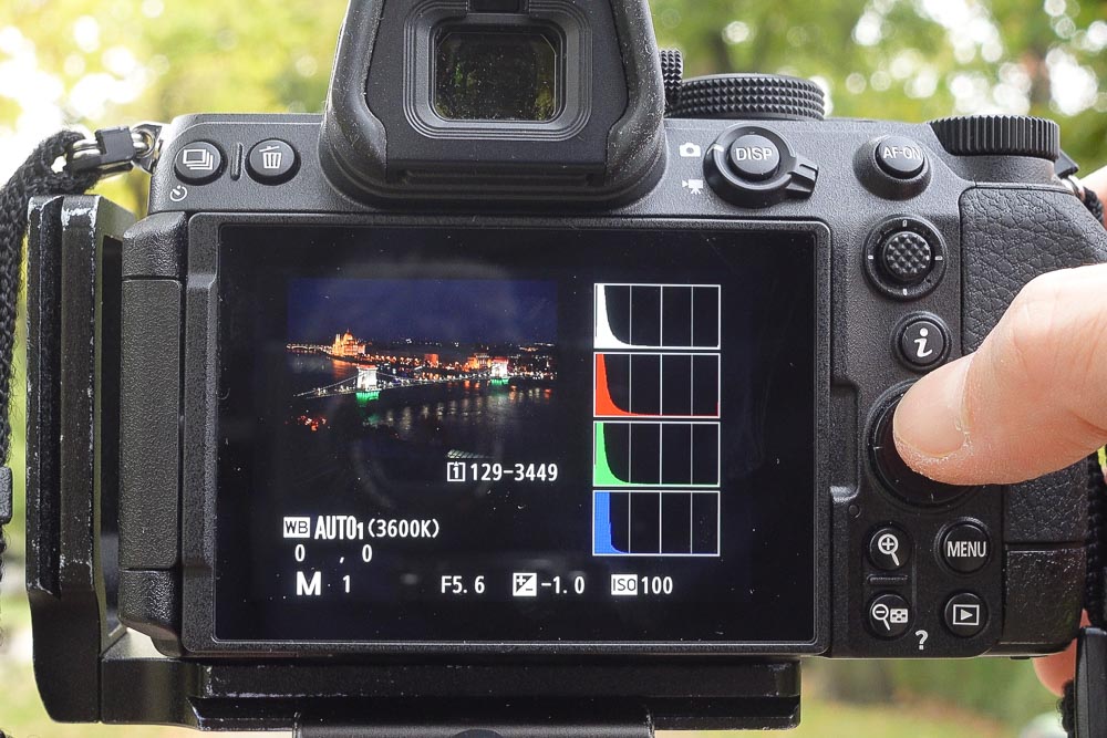 Nikon Z5 RGB hisztogram nézet