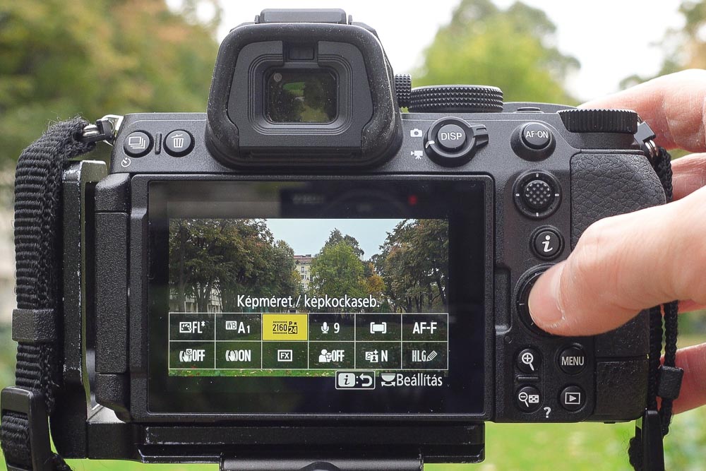 Nikon Z vázak videó gyorsmenü fps videó felbontás állítás